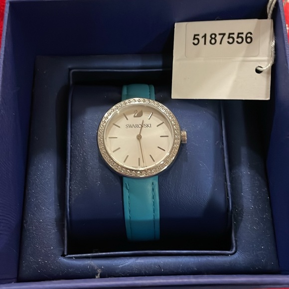 NIB Swarovski Watch with Turquoise Leather Band - Picture 2 of 2